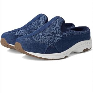New Easy Spirit® Traveltime 737 clogs Blue Floral Denim Women's Shoes Size 8M